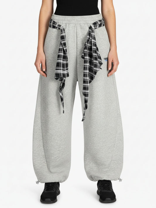 Street Detachable Plaid Waistband Pants